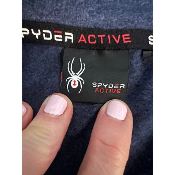 SPYDER ACTIVE MENS 3/4 ZIP LONG SLEEVE PULLOVER JACKET LIGHTWEIGHT NAVY - Picture 7 of 8